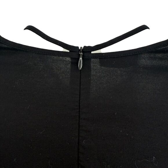 Akris Punto Knit Top Size 10 Cotton Mock Neck Black Pullover Back Zip - Picture 15 of 16